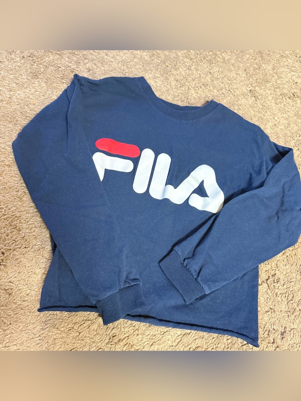 FILA 2015 Crop Top Womens XS Navy Blue Long Sleeve
